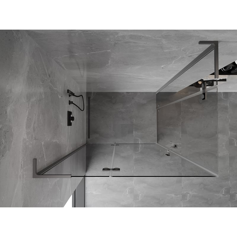 Mexen Mist-H L Cabină de duș Duo cu ușă rabatabilă stânga 120 x 80 cm, transparentă, gun metal - 8A5L-120L-080P-95-00