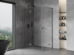 Mexen Mist-H L Duo zuhanykabin, balos nyíló 120 x 85 cm, átlátszó, gun metal - 8A5L-120L-085P-95-00
