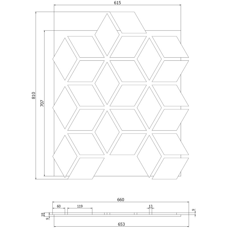 Mexen Form 02 panou de perete acustic 81 x 66 cm (4 buc.), fetru 9 mm, furnir tehnic, Stejar Classic - S111-81667-02-041