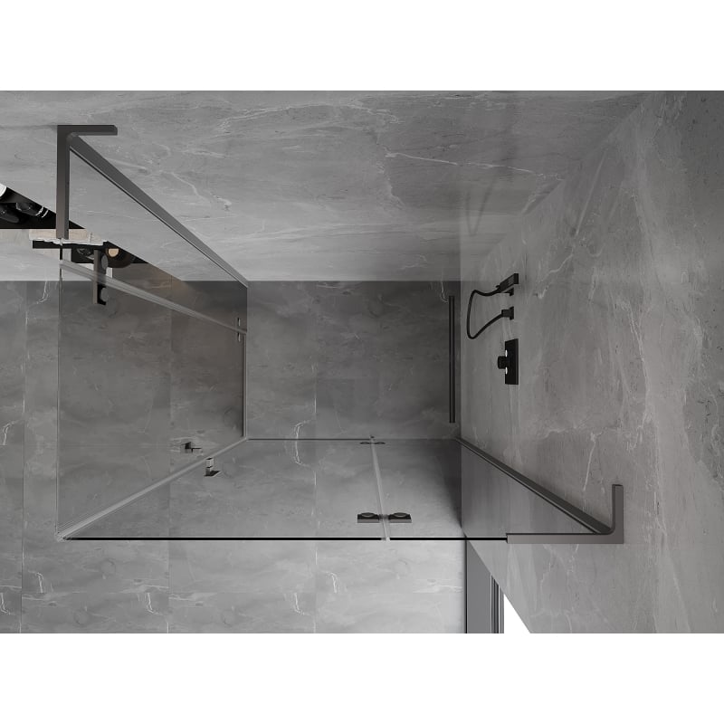 Mexen Mist-H L Duo jobboldali, nyíló zuhanyfülke 110 x 115 cm, átlátszó, gun metal - 8A5L-110L-115P-95-00