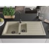 Mexen Andres chiuvetă de granit cu 1,5 camere și scurgător și baterie de bucătărie Telma, bej - 6515-69-670200-70