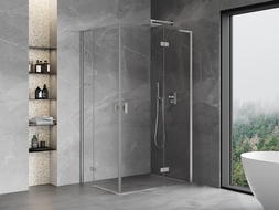 Mexen Mist-H L Duo zuhanykabin jobbra nyíló 85 x 90 cm, átlátszó, szálcsiszolt nikkel - 8A5L-085L-090P-97-00