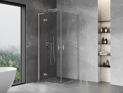 Mexen Mist-H L Duo nyíló zuhanykabin 90 x 90 cm, átlátszó, matt nikkel - 8A5L-090L-090P-97-00