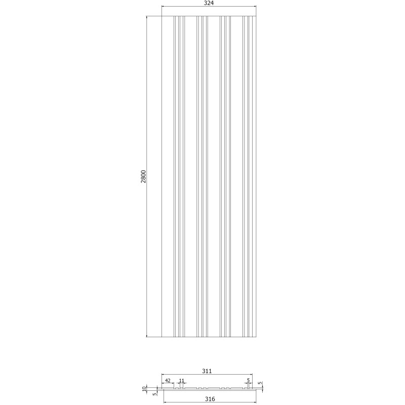 Mexen Lam-F Nano 01 Akusztikus fali lamellák 280 x 32,4 cm, 9 mm filc, technikai furnér, Mokka Tölgy - S108-280-01-045