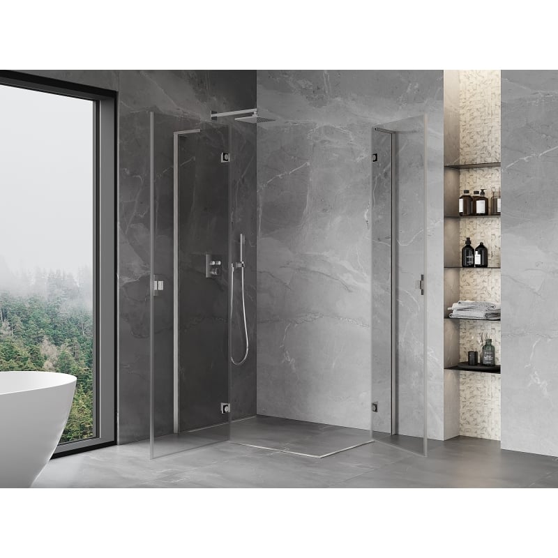 Mexen Mist-H L Duo cabină de duș batantă stânga 110 x 100 cm, transparent, nichel periat - 8A5L-110L-100P-97-00