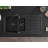 Mexen Andres chiuvetă din granit 1,5 camere cu scurgător și robinet de bucătărie Telma, negru/argintiu - 6515-73-670200-70-B