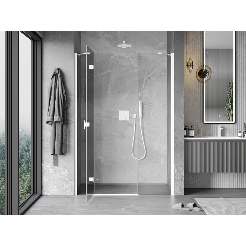 Mexen Mist-H uși de duș cu deschidere pe stânga 135 cm, transparente, albe - 8A5-135-001-20-00-L