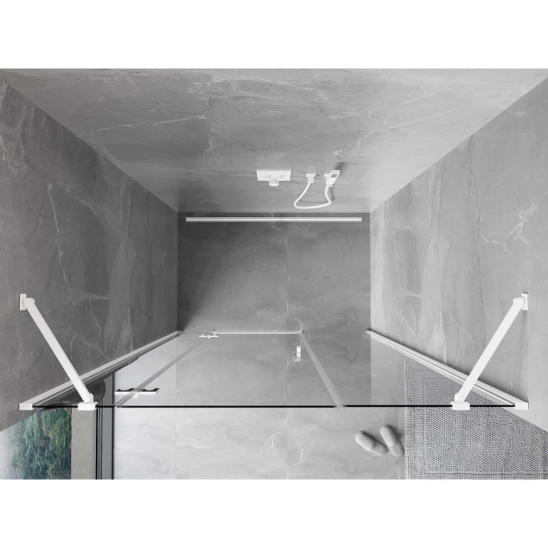 Mexen Mist-H uși de duș cu deschidere pe stânga 135 cm, transparente, albe - 8A5-135-001-20-00-L