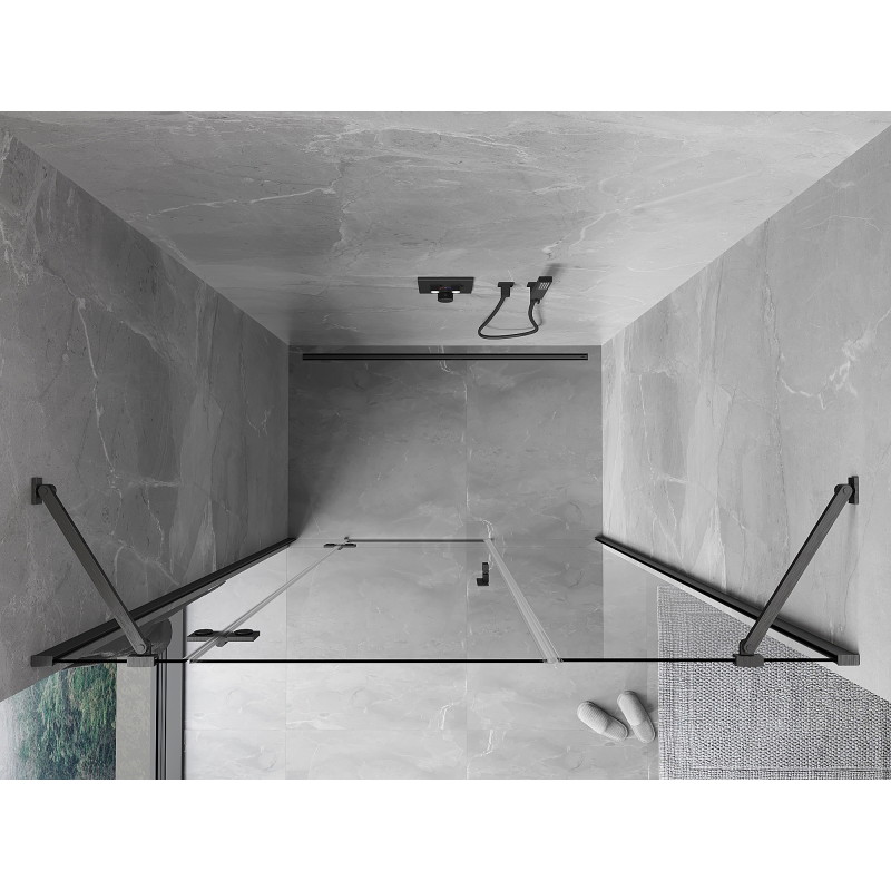 Mexen Mist-H balra nyíló zuhanyajtó 135 cm, átlátszó, szálcsiszolt gun gray - 8A5-135-001-66-00-L