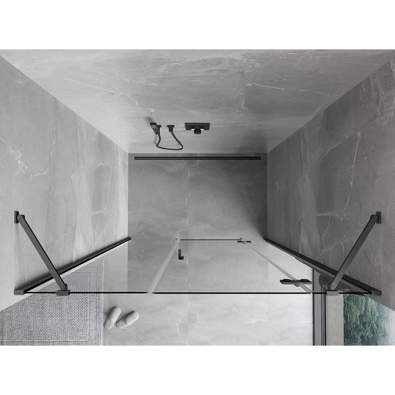 Mexen Mist-H uși de duș batante dreapta 130 cm, transparent, gri pistol periat - 8A5-130-001-66-00-P