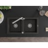 Mexen Mario Chiuvetă de granit cu 2 compartimente și baterie de bucătărie Duero, Neagră/Auriu metalic - 6504-75-671600-00