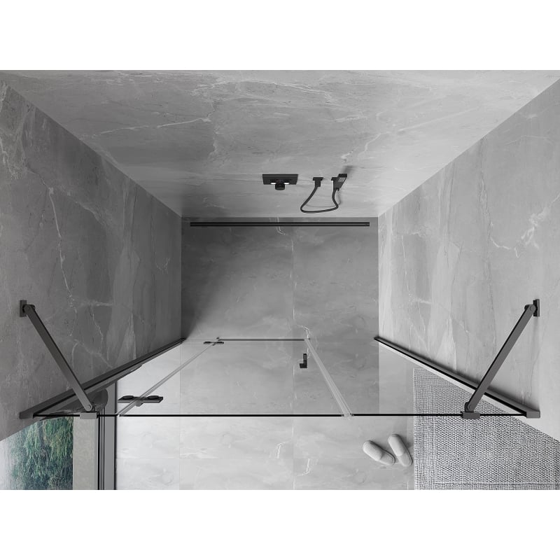 Mexen Mist-H ușă de duș batantă stânga 120 cm, transparentă, metal pistol - 8A5-120-001-95-00-L