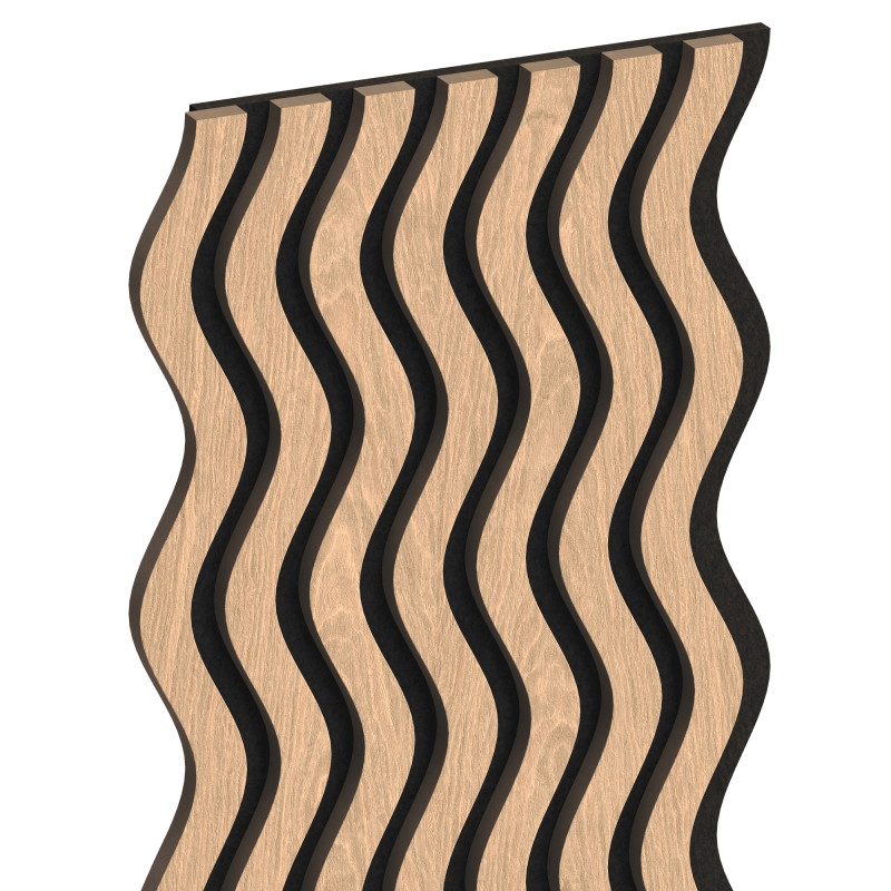 Mexen Lam-SF 02 280 x 30 cm-es akusztikus falécek, 9 mm filc, technikai furnér, Fehérített Tölgy - S106-280-02-040