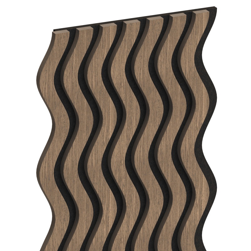 Mexen Lam-SF 02 280 x 30 cm-es akusztikus fali lamellák, 9 mm-es filc, technikai furnér, Sötét Dió - S106-280-02-044