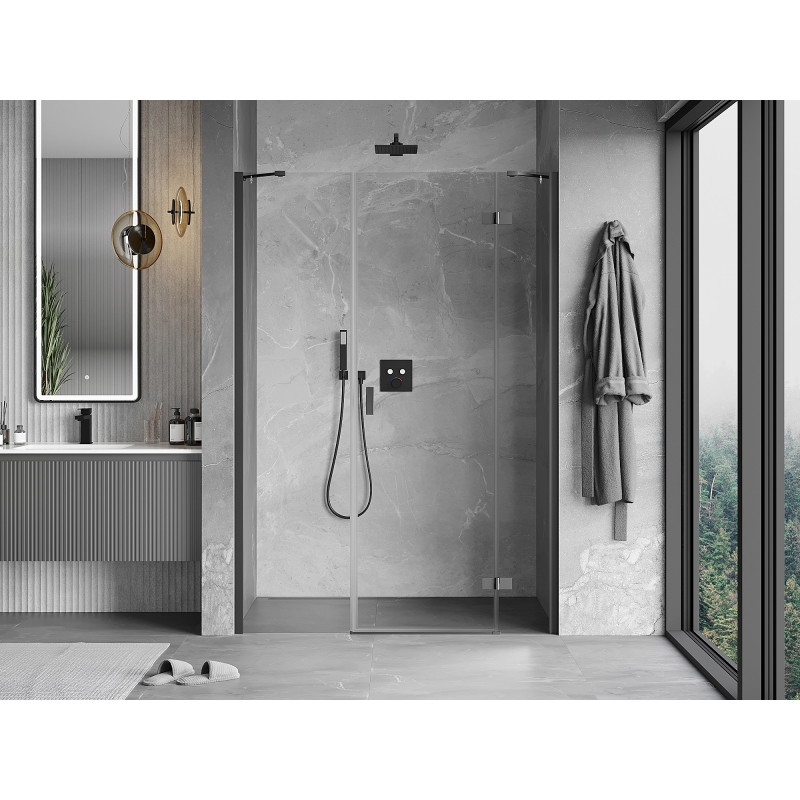 Mexen Mist-H jobbra nyíló zuhanyajtó, 135 cm, átlátszó, gun metal - 8A5-135-001-95-00-P