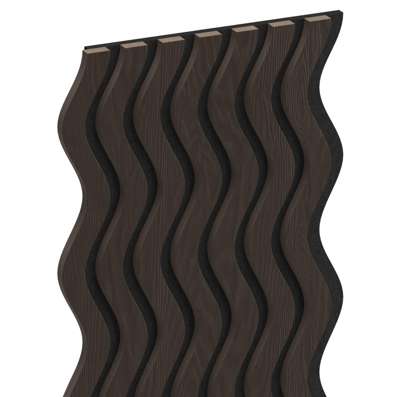 Mexen Lam-SF 02 Akusztikus fali lamellák 280 x 30 cm, 9 mm filc, technikai furnér, Fekete Tölgy - S106-280-02-046