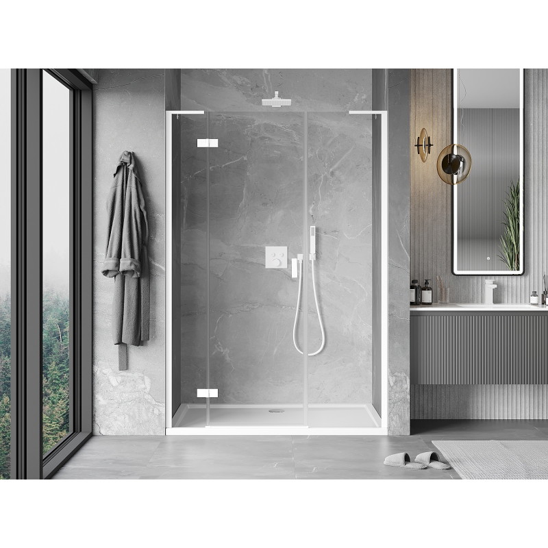 Mexen Mist-H L ușă de duș batantă stânga 125 cm, transparent, albă - 8A5L-125-001-20-00-L