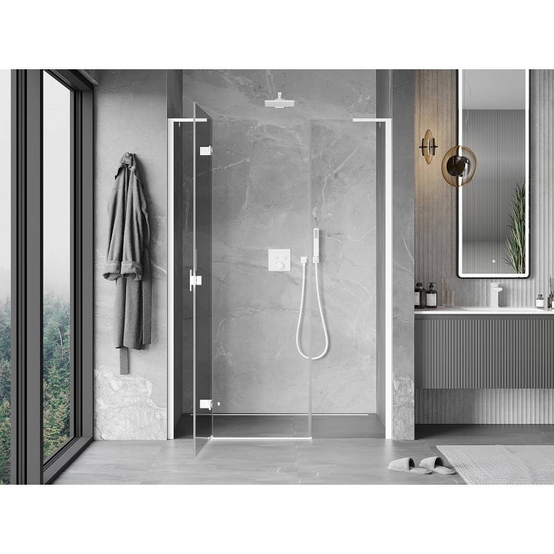 Mexen Mist-H L ușă de duș rabatabilă stânga 130 cm, transparentă, albă - 8A5L-130-001-20-00-L