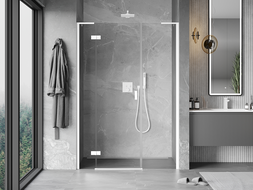 Mexen Mist-H L balra nyíló zuhanyajtó 130 cm, átlátszó, fehér - 8A5L-130-001-20-00-L