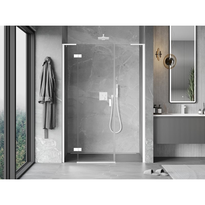 Mexen Mist-H L uși de duș batante stânga 160 cm, transparent, alb - 8A5L-160-001-20-00-L