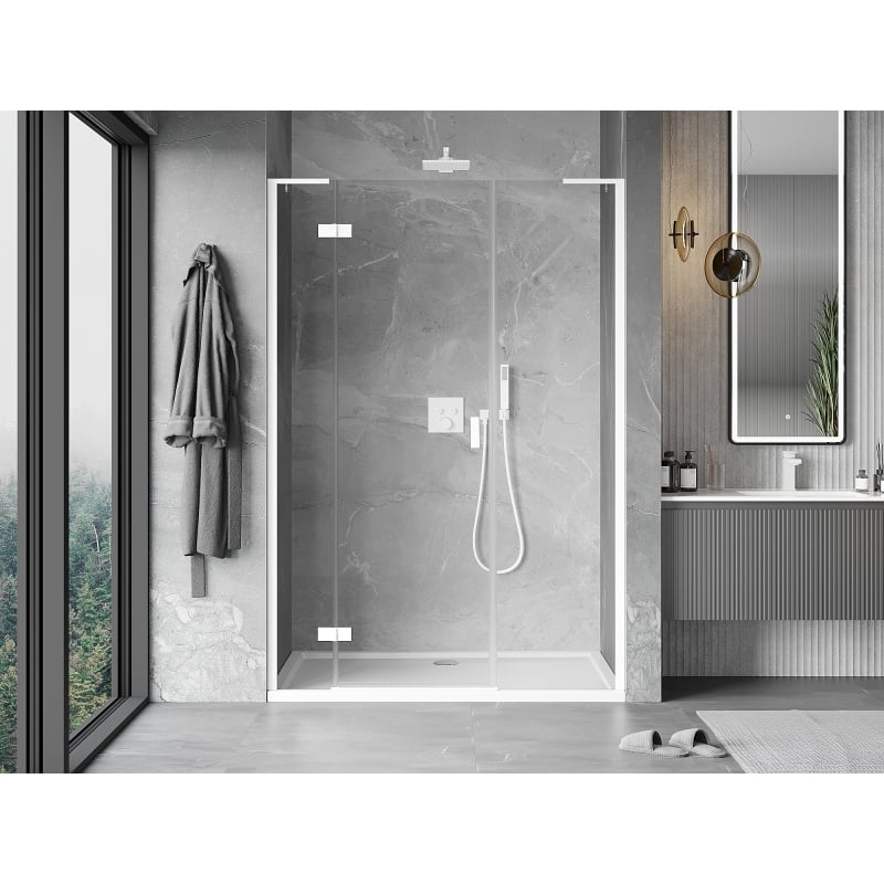 Mexen Mist-H L uși de duș batante stânga 160 cm, transparent, alb - 8A5L-160-001-20-00-L