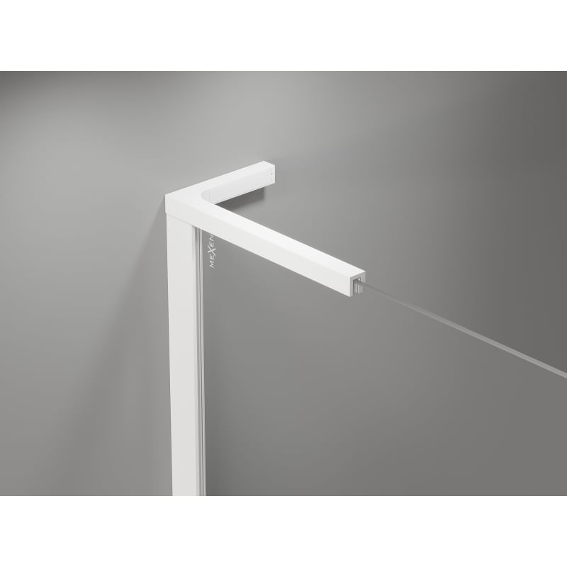 Mexen Mist-H L 135 cm-es jobbos nyíló zuhanyajtó, átlátszó, fehér - 8A5L-135-001-20-00-P