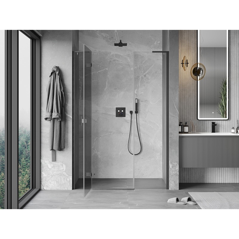 Mexen Mist-H L uși de duș pivotante stânga 145 cm, transparent, gri armat periat - 8A5L-145-001-66-00-L