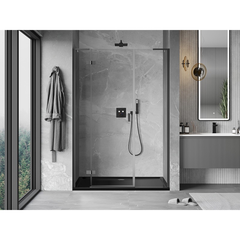 Mexen Mist-H L balra nyíló zuhanyajtó 130 cm, átlátszó, gunmetal - 8A5L-130-001-95-00-L