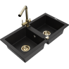 Mexen Mario 2 rekeszes gránit mosogató Duero konyhai csapteleppel, fekete - 6504-77-671600-50