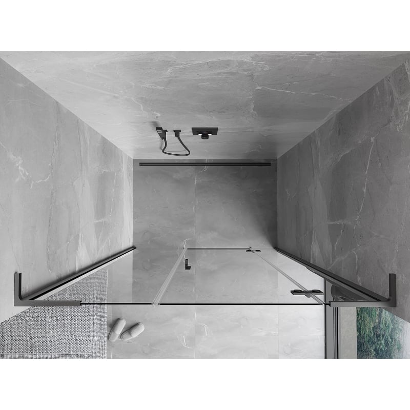 Mexen Mist-H L 125 cm-es jobbra nyíló zuhanyajtó, átlátszó, gun metal - 8A5L-125-001-95-00-P