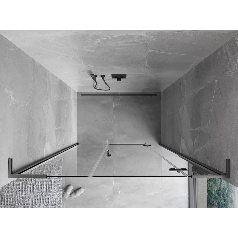 Mexen Mist-H L jobb oldali nyíló zuhanyajtó 130 cm, átlátszó, gun metal - 8A5L-130-001-95-00-P