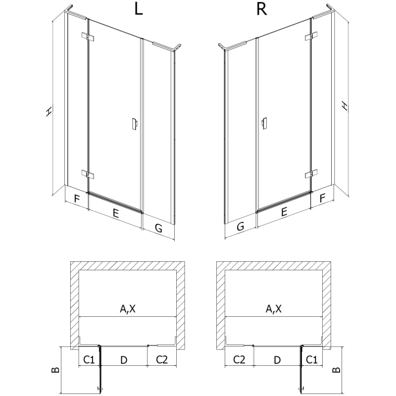 Mexen Mist-H L jobb oldali nyitható zuhanyajtó 140 cm, átlátszó, fémes szürke - 8A5L-140-001-95-00-P
