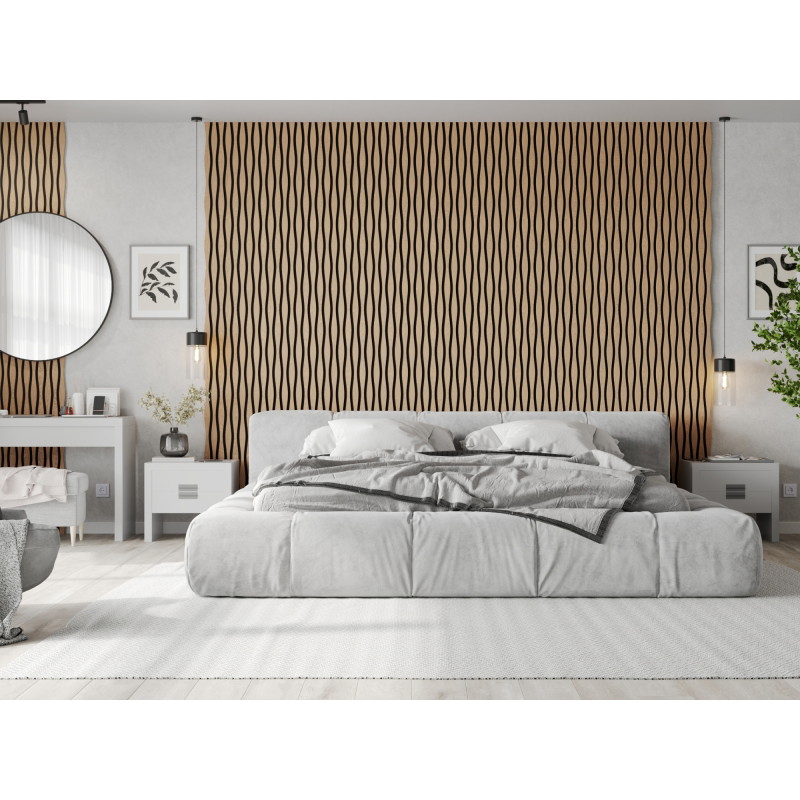 Mexen Lam-SF 01 Lam-SF 26 akusztikus fali lamellák 280 x 30 cm, 9 mm-es filc, technikai furnér, Fehérített Tölgy