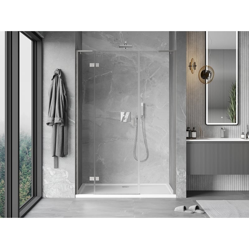 Mexen Mist-H L ușă de duș batantă stânga 130 cm, transparentă, nichel periat - 8A5L-130-001-97-00-L