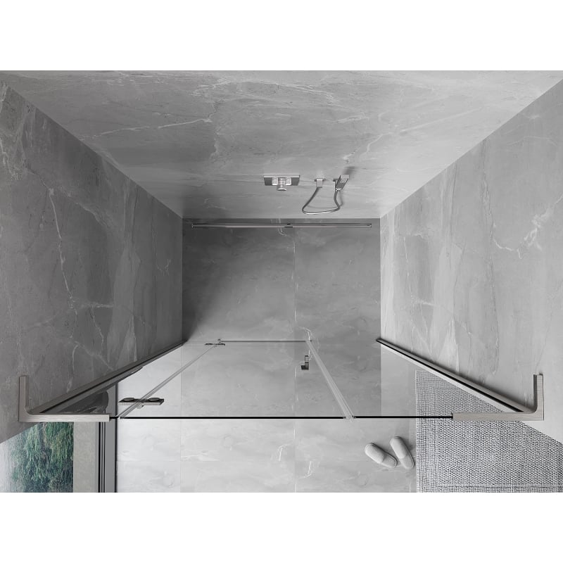Mexen Mist-H L ușă de duș batantă stânga 130 cm, transparentă, nichel periat - 8A5L-130-001-97-00-L