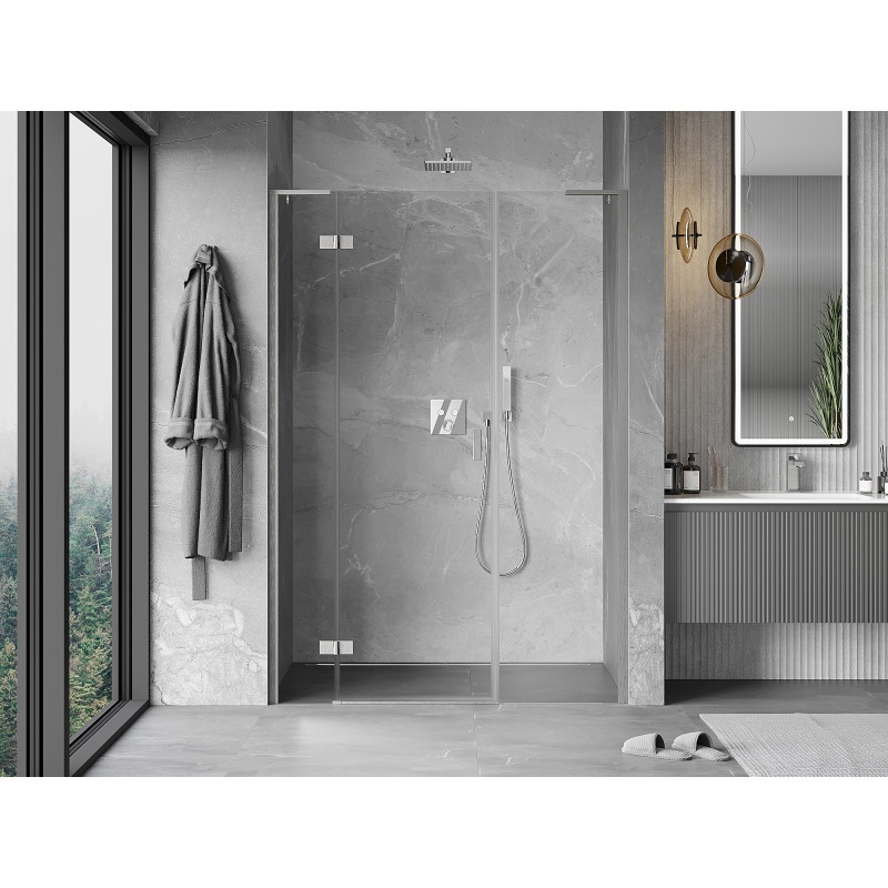 Mexen Mist-H L ușă de duș pivotantă stângă 155 cm, transparentă, nichel periat - 8A5L-155-001-97-00-L