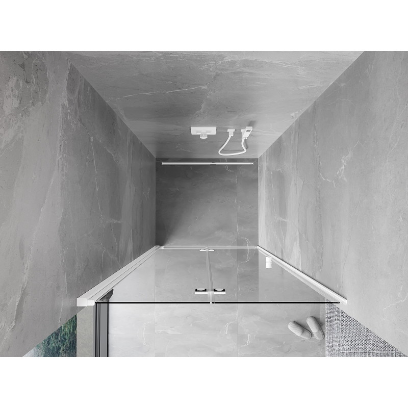 Mexen Mist-F uși de duș pliabile stânga 85 cm, transparente, albe - 8A6-085-000-20-00-L