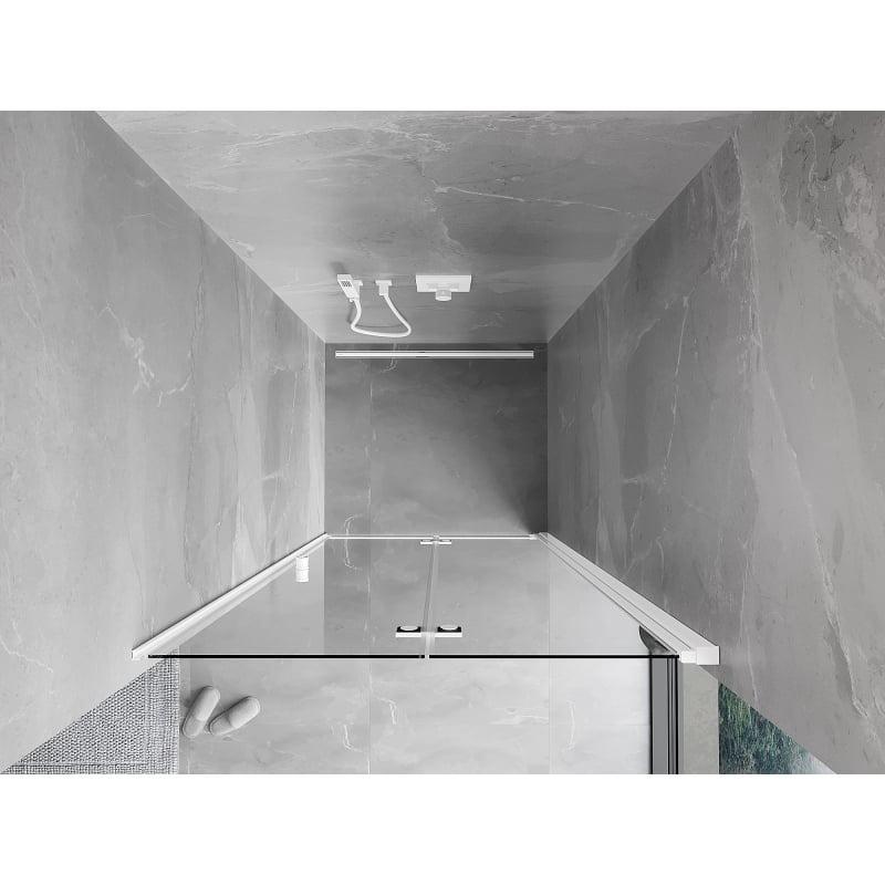 Mexen Mist-F jobbra nyíló zuhanyajtó 105 cm, átlátszó, fehér - 8A6-105-000-20-00-P