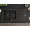 Mexen Andres chiuvetă de granit cu 1,5 camere cu scurgător și baterie de bucătărie Telma, negru/auriu - 6515-75-670200-70-B