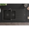 Mexen Andres chiuvetă din granit cu 1,5 compartimente cu scurgător și baterie de bucătărie Telma, negru/auriu - 6515-75-670200-?