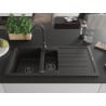 Mexen Andres chiuvetă din granit cu 1,5 compartimente cu scurgător și baterie de bucătărie Telma, negru/auriu - 6515-75-670200-?
