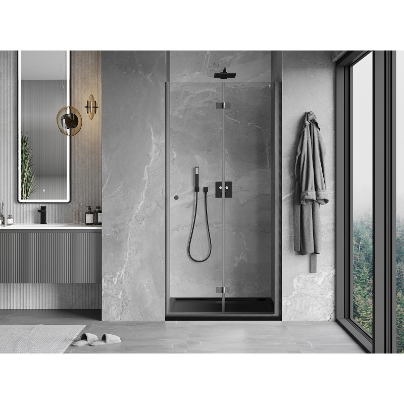 Mexen Mist-F ușă de duș pliantă dreapta 80 cm, transparentă, gri armă periat - 8A6-080-000-66-00-P