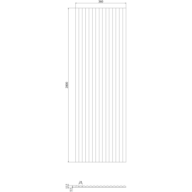 Mexen Ovalo 01 rugalmas bordázott fali lamellák, 280 x 36 cm, technikai furnér, fehérített tölgy - S130-280-01-040