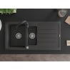 Mexen Andres chiuvetă din granit cu 1,5 compartimente cu scurgător și baterie de bucătărie Telma, negru stropit - 6515-76-67020?