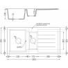Mexen Andres chiuvetă de granit 1,5-camere cu scurgător și baterie de bucătărie Telma, negru pătat - 6515-76-670200-70-B