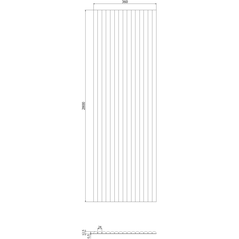 Mexen Ovalo 03 Rugalmas hullámlemezek 280 x 36 cm, technikai furnér, Fekete Tölgy - S130-280-03-046