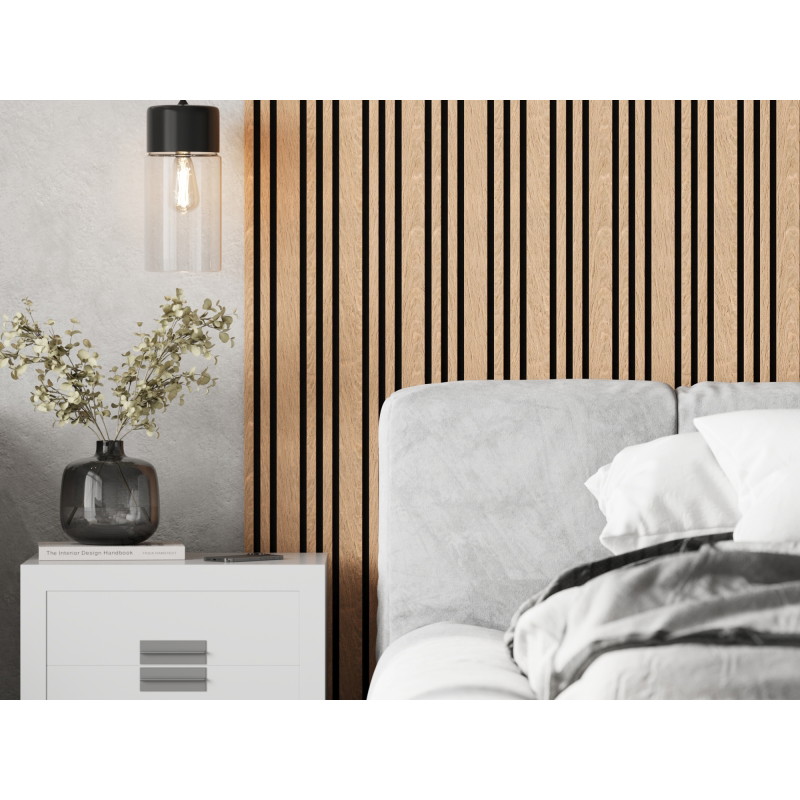Mexen Lam-F Slim 01 lamele de perete acustice 280 x 36,5 cm, fetru 9 mm, furnir tehnic, Stejar Alb - S107-280-01-040