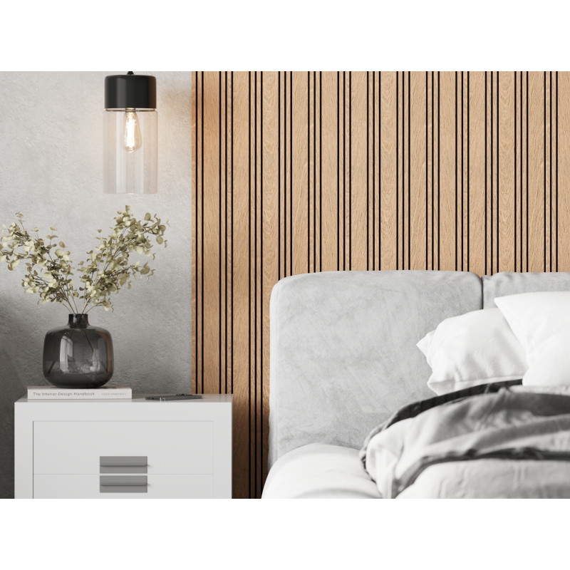 Mexen Lam-F Nano 01 Akusztikus fali lamellák 280 x 32,4 cm, 9 mm filc, technikai furnér, Fehérített Tölgy - S108-280-01-040