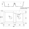 Mexen Tomas chiuvetă de bucătărie dublă din granit cu baterie de bucătărie Telma, metalic negru/auriu - 6516-75-670200-00