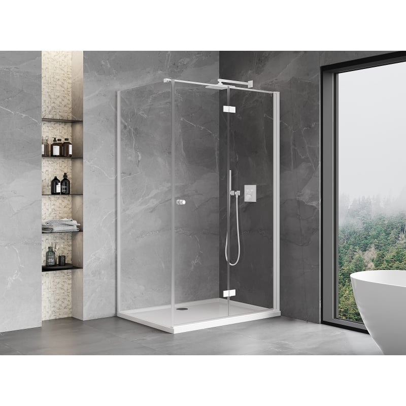 Mexen Mist-F összecsukható zuhanykabin jobb 80 x 95 cm, átlátszó, fehér - 8A6T-080-095-20-00-P